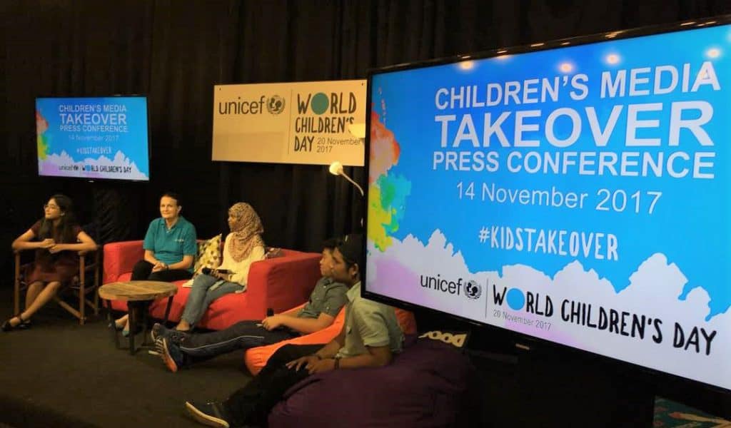 Q&A Session between UNICEF and the kids panel with media. 