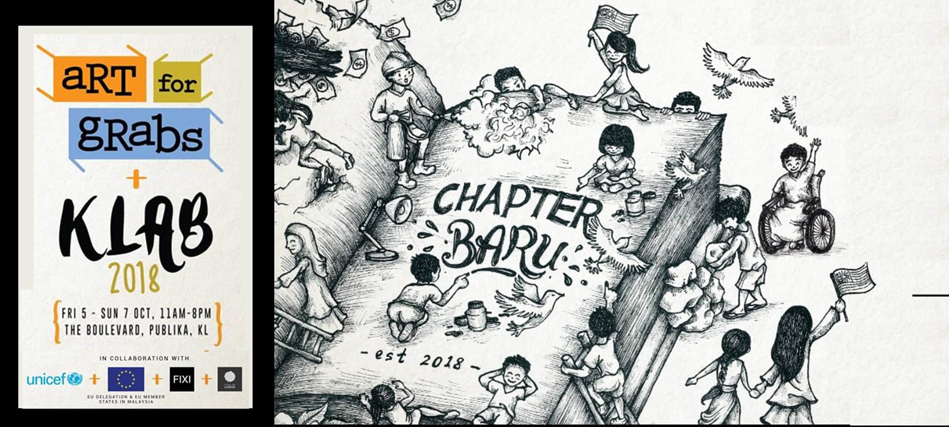 illustration of a book with the words Chapter baru. Established 2018. Around the book are children in various activities. One child is sitting on a wheelchair.