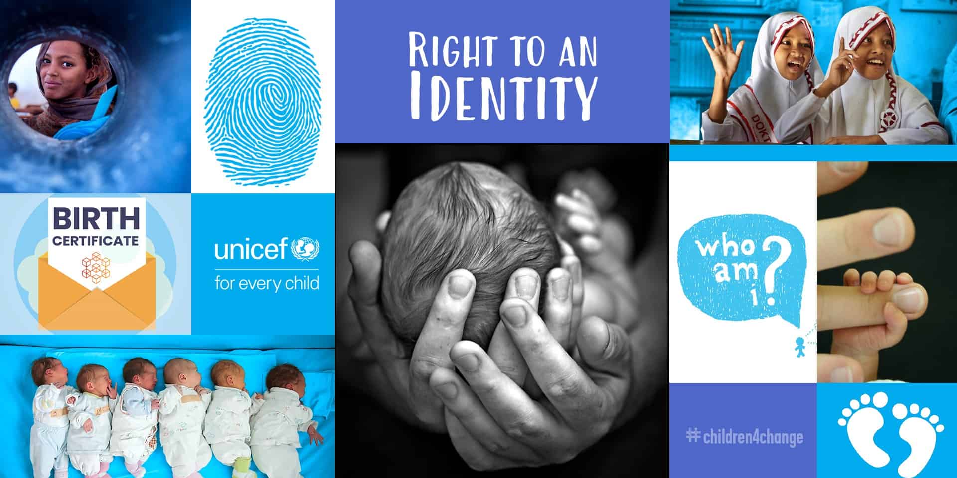 Photo collage on every person's right to an Identity.