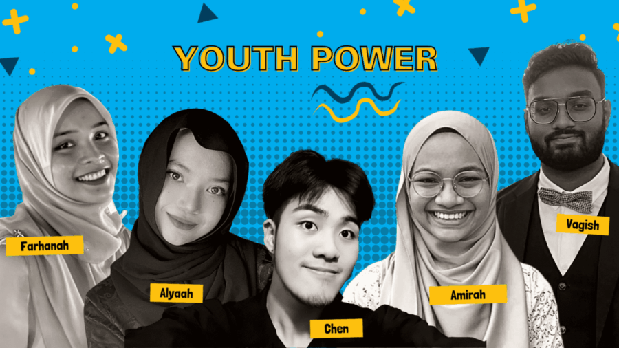 portraits of 5 young Malaysians. Above them is the text "Youth Power".