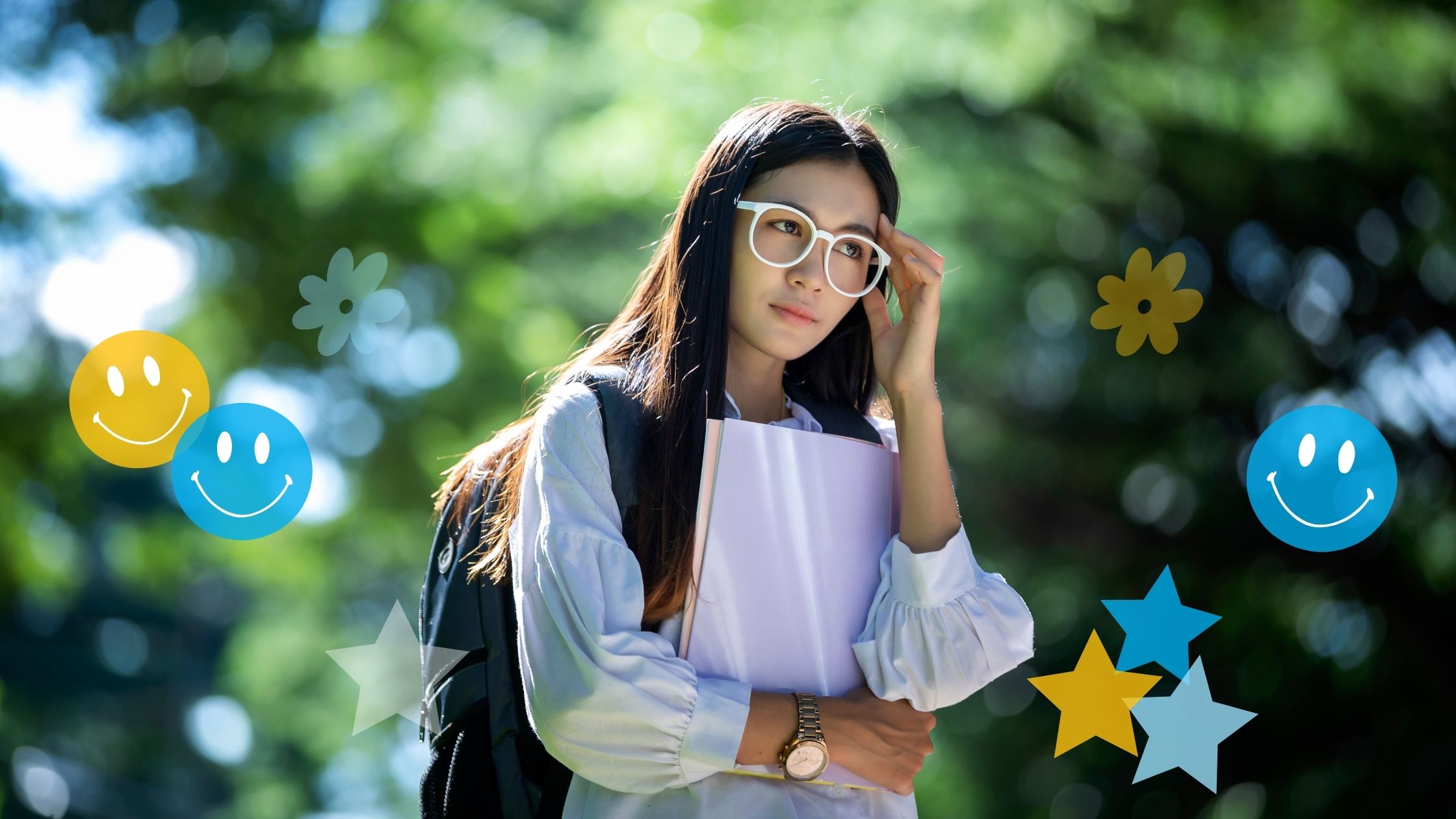 A young woman ponders the meaning of student happiness.