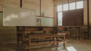 An empty classroom.