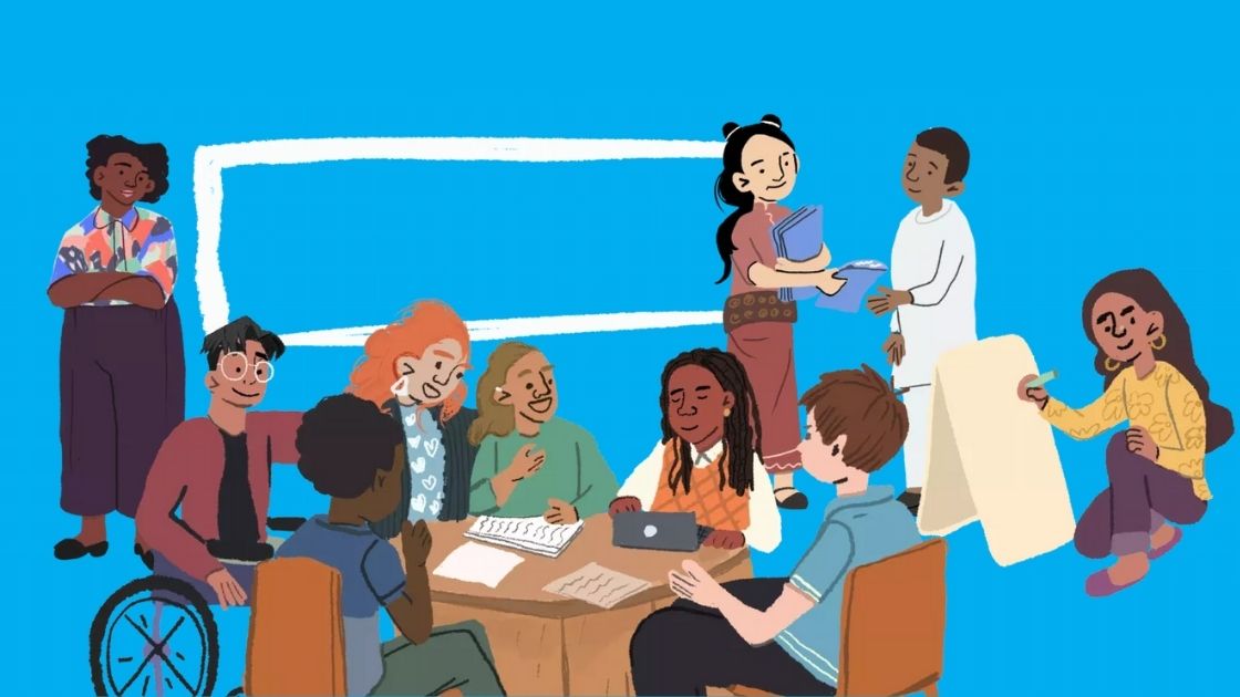 A group of young people taking action.